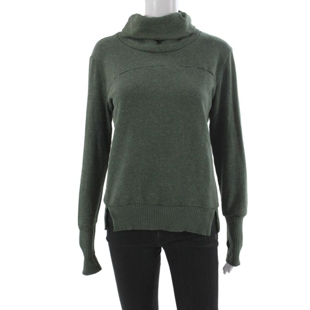 Alo Womens Cowl Neck Pullover Sweatshirt Green Long Sleeve Cotton Blend Size S